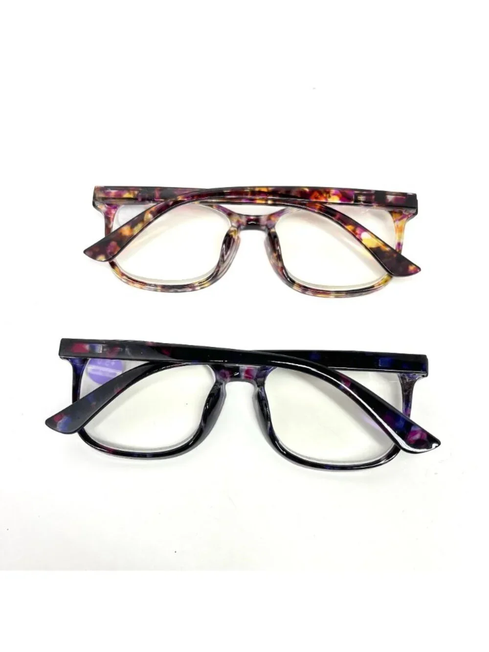 Set Of 2 Reading Glasses +5.0 Blue Light Filter Square Frame Floral & Tortoise